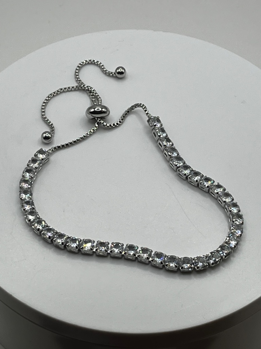 Silver Tennis Bracelet made with Swarovski Crystals NWOT